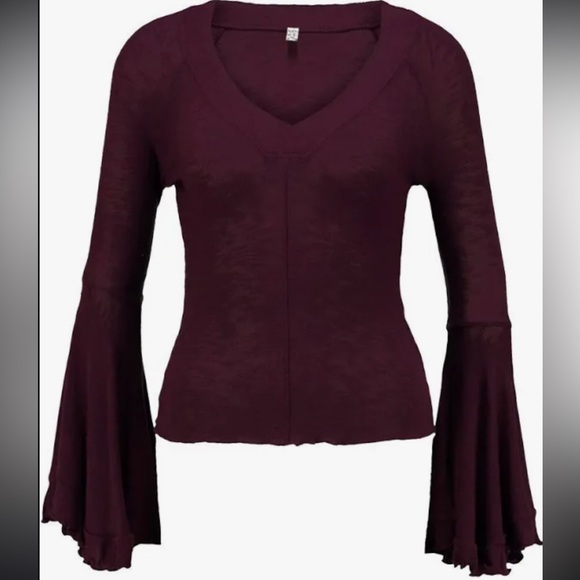 NWT Free People Free People Soo Dramatic Long Sleeve Top Plum Size M NEW - Picture 10 of 13